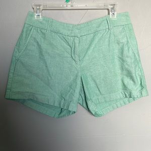 J. Crew City Fit Powdered Oxford Low Rise Mint Green Size six shorts preppy